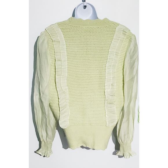 CocoBleu Womens V-Neck Ruffled Sweater Size Large Feminine Vintage Vibe Boho - Picture 2 of 5